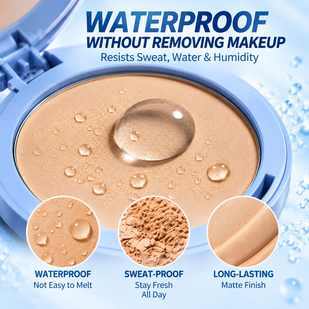 GAGK Long Lasting Waterproof Face Powder, Matte Oil Control Setting Powder, Sweat Proof Pressed Powder, Lightweight Natural Coverage Pore Blurring Makeup for Smooth Flawless Skin
