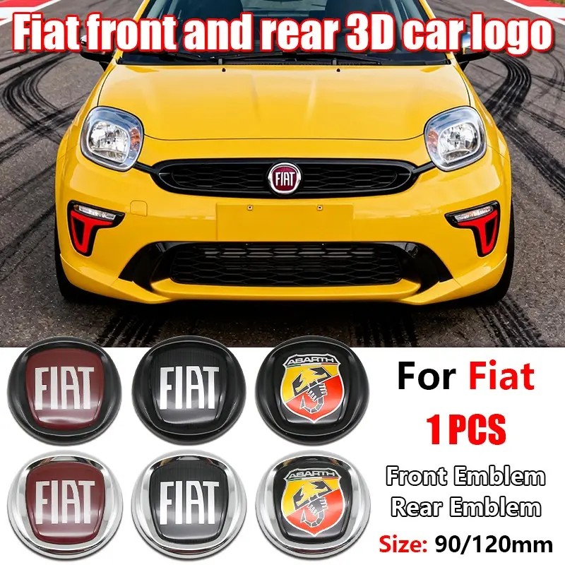 Fiat Car Front & Rear Emblem, Scratch-Resistant Durable Hood Badge Replacement, Fits 500 Panda Tiago Sedan, Exterior Modification Accessories, Vehicle Exterior Decoration, Car Decorations