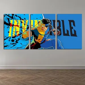 Set of 3 Invincible War Themed Canvas Poster Mark's Universe Variant Art Wall Decor Comic Style Gift for Teens Living Room Bedroom Dorm framed Waterproof Moisture-Proof Desig