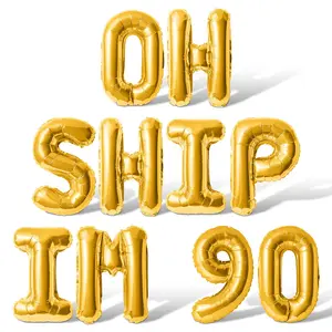 Letter Balloons - OH SHIP IM 90 16" Inch Alphabet Letters Foil Mylar Balloon 90th Birthday Party Banner