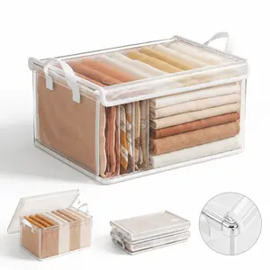 Clear Foldable Storage Box with Removable Frame – Collapsible Clothes Organizer for Closet, Wardrobe & Home