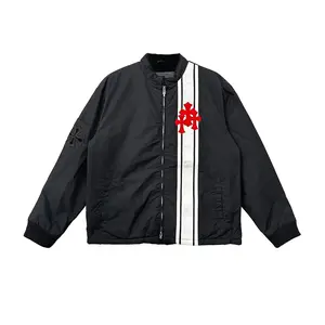 987712 Chrome Hearts Faux Fur Lined Triple Cross Patch Jacket