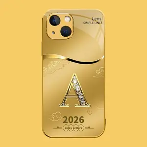 Suitable for [iPhone 15] high-end phone case🤩，choose from 26 letters of the English alphabet, each with an exquisite auspicious cloud pattern to bring you good luck YM99