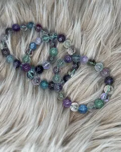 💜 10mm Fluorite Sphere Elastic Bracelet — Clarity • Focus • Balance