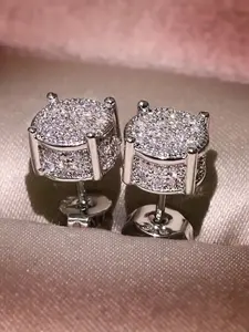 Four Claw Round Micro Diamond Stud Earrings, Simple Fashion European Style Ear Rings, Trendy Jewelry Accessories, Fashionable Jewelry Accessories