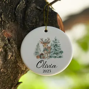 Personalized Christmas Tree Ceramic Ornament, Christmas Bauble Home Decor, Personalized Christmas Decoration Gift, New Baby Christmas Gift