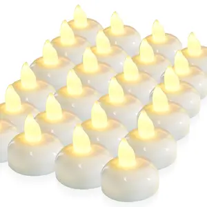 200 Hours 24 Pack Flameless Floating Candles, Warm White Led Flickering Tealight Candles in Bulk, Decor for Wedding, Party, Centerpiece, Pool, Christmas