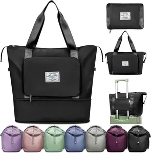 Ranslen Large Capacity Folding Travel Bag with Dry and Wet Separation, Dust-proof Duffel Bag for Family Trips