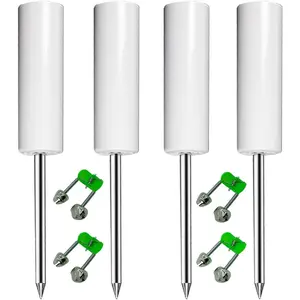 Fishing Rod Holder 4 Pack, Reinforced PVC Ground Stand for Bank Beach Fishing with 4 Free Alarm Bells