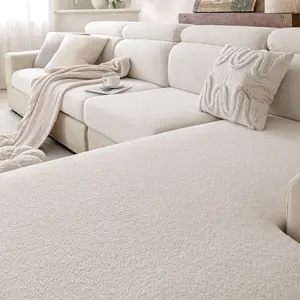 Thick Teddy Fleece Sofa Cover, Winter Warm Plush Seat Protector, 360° Full Wrap Pet Friendly, Fits 1-4 Seater Sofas, Washable Sofa Slipcover