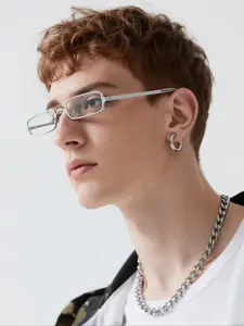 Men's Casual Metal Oval Frame Eyeglasses, Fashion Eyeglasses for Daily Use, Stylish Glasses, Trendy Casual Eyeglasses, Fashion Accessories for Men