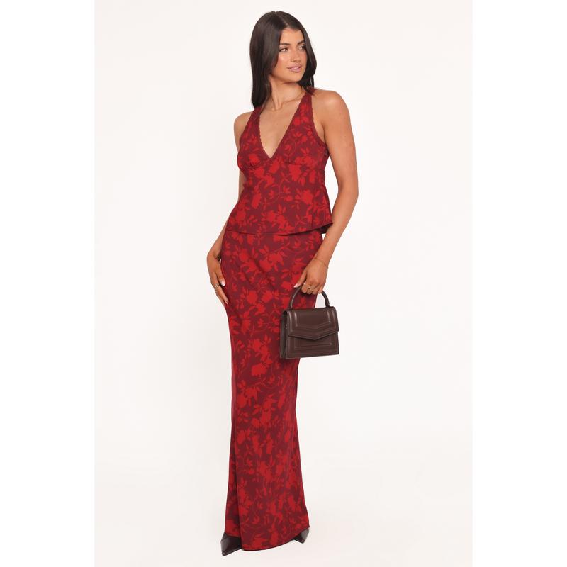 Kelso Top - Burgundy Floral