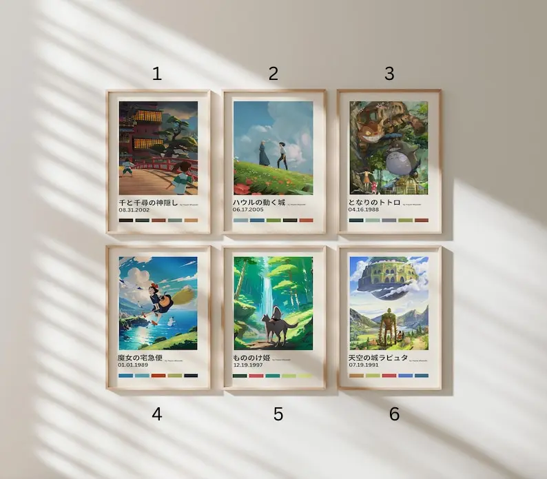 Poster No Frame - Studio Ghibli posters – Choose your print – Spirited Away, Totoro, Howl’s, Princess Mononoke, Kiki, Castle, Ghibli wall art