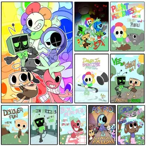 Game D-Dandys W-World Poster Sticky Wall Art Printing Waterproof Modern Aesthetic Home Living Bedroom Decor Trendy Room Decoration Gift Durable High Quality