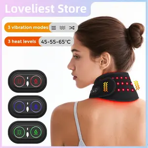 Cordless Heated Neck Wrap Electric Neck Massager with Red Light Vibration Wireless Heating Pad for Hands Legs Wrists