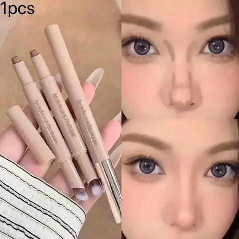 Double-Ended Contour Stick, for Nose Shading and Facial Contouring, Built-in Shading Brush, Lightweight Smooth & Easy-to-Blend, Suitable for Beginners
