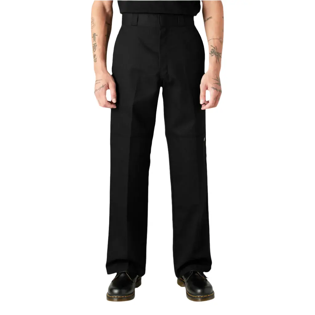 Dickies Men's High-Rise Loose-Fit Straight-Leg Casual Non-Stretch Classic Cotton-Polyester Blend Work Pants - Antistain, Belt-Compatible, Reinforced Double-Knee, All-Seasons, Multiple Pockets, Black
