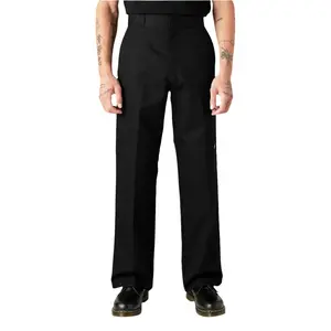 Dickies Men's High-Rise Loose-Fit Classic Cotton-Polyester Blend Work Pants - Conservative, Effortless, Antistain, Belt-Compatible Belt-Bottom, Reinforced Double-Knee, Straight-Leg, All-Seasons, Multiple Pockets, Black, Conservative Men's Pants, Effortles