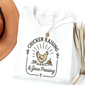 Chicken Raising & Jesus Praising Tee, Farm Life Tshirt, Faith + Poultry Lover Gift, Christian Homestead Graphic Tee