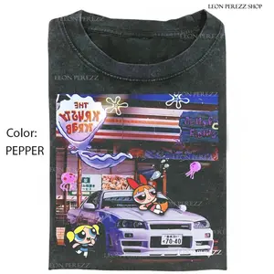 JDM Skyline #R34 Powerpuffff Girls T-Shirt, Retro Cartoon Mashup Streetwear, Retro Anime Graphic Shirt, Unisex Shirts, Gift For Men Women.