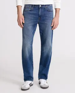 Express Men's Straight Medium Wash Stretch Cotton Jeans - Elastized Pants, Day Clothes
