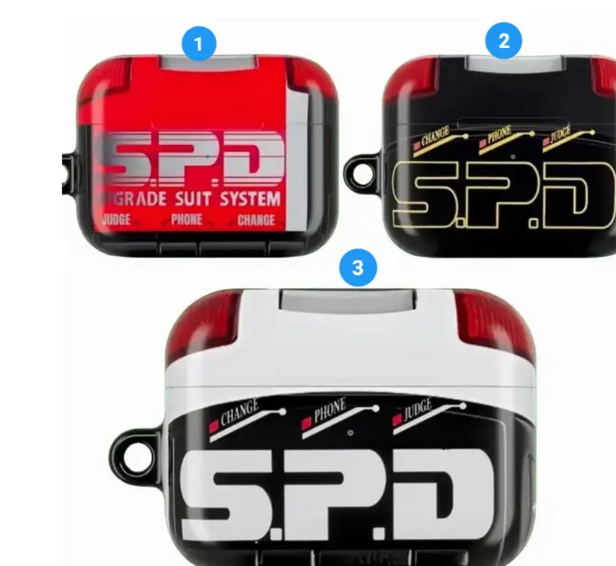 [Retro Superhero Style] Power Rangers SPD License Inspired AirPods Case for AirPods Pro 3/2/1 & AirPods 4/3/2/1, SPD Badge Graphic Soft TPU Shockproof Protective Cover, Wireless Charging Compatible, Hero Fan Gift