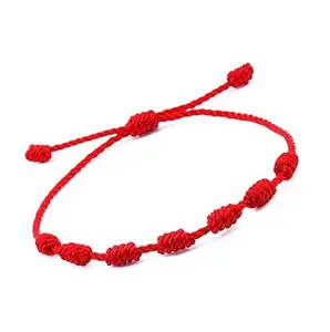 7 Knots Red Thread Bracelet for Protection Handmade Evil Eye Good Luck Buddhist String Adjustable Cord for Women Men Girls Boys