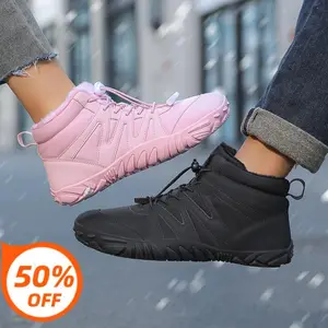Winter Hike Barefoot Boots Womens,Minimalist Warm Zero Drop Snow Boot Slip On Barefoot Footwear Men Wide Waterproof hike barefoot shoes women