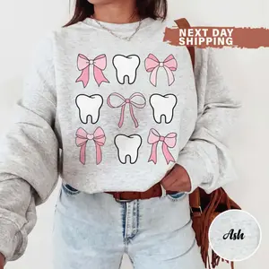 Coquette Dental Sweatshirt, Girly Dental Hygiene Sweater, Dental Hygienist Gift, Dental Assistant Graduation Gift, Dental Office Teeth Shirt