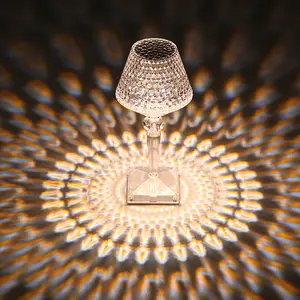 LED Wine Cup Shape Crystal Table Lamp 3 Light Color Dimmable USB Power Rechargeable Warm White Natural White Cool White 12x26cm IP44 Room Decor Desk Lamp Led Lantern Illumination, Interior Led Lights, Led Lights Bedroom