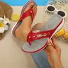 Summer New Slope Heel High Platform Sandals for Women, Thick Sole Rubber Heightening Breathable Open Toe Flip Flops, Metal Rhinestone Decor Beach Shoes, Embellished Sandal, Fashionable Platform Sandals