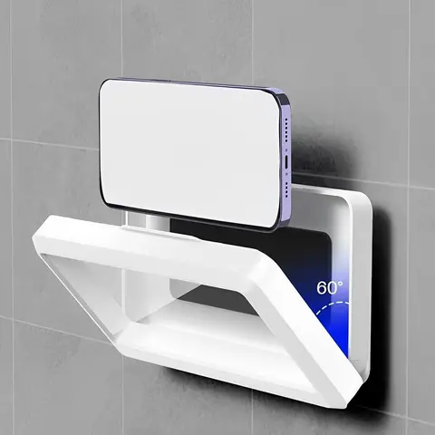 RYNOX 1 Pcs Waterproof Plastic 360° Rotatable Wall Mount Phone Holder - Protective, Anti-Fog, High Sensitivity, Universal Cover Mount Stand for Smartphones/Handheld Devices, Bathroom Shower Accessory