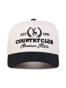 Unisex Country Club Letter Embroidered Baseball Cap, Adjustable Fitted Sun Protection Hat for Spring & Fall Travel Outdoor Activities