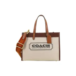 Coach Field 30 Classic Large Logo Print Canvas and Leather Tote Bag for Women, Multi-Color