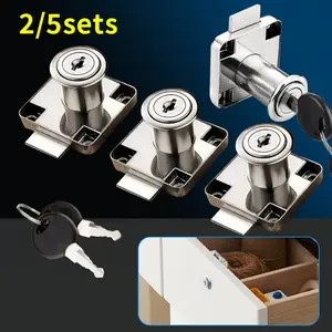 2/5 sets of drawer locks with keys, hardware accessories furniture cabinet locks, used for bedside table wardrobe drawer locks, Safety Lock