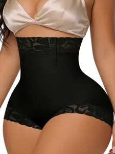1 Count Women's Butt Lifting And Tummy Control Tight Fitting Shapewear Panties, Breathable Anti Slip Hourglass High Waist Curves Lace Ladies Briefs, Comfortable Breathability Bottoms, Suitable For Training Or Sports, Underwear