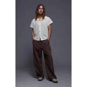 FIELD OF STUDY Men's by Pacsun Kane Baggy Trousers Stretch Pleated Brown