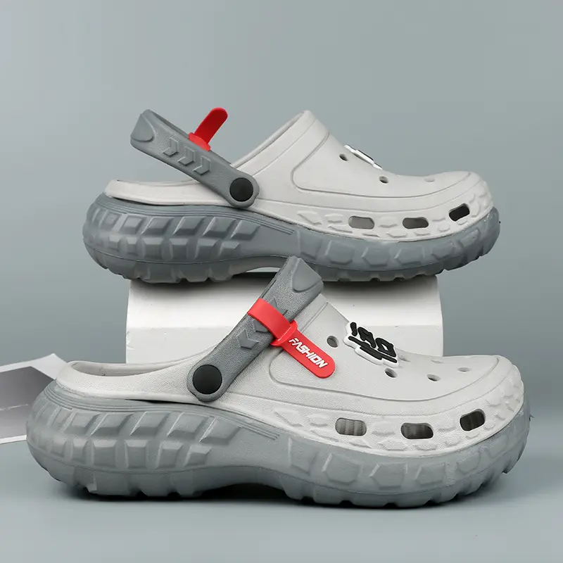Men's Casual Hollow Clogs, Lightweight Closed-Toe Sandals with Convertible Heel Strap, Breathable Non-Slip Walking Shoes for Garden & Beach