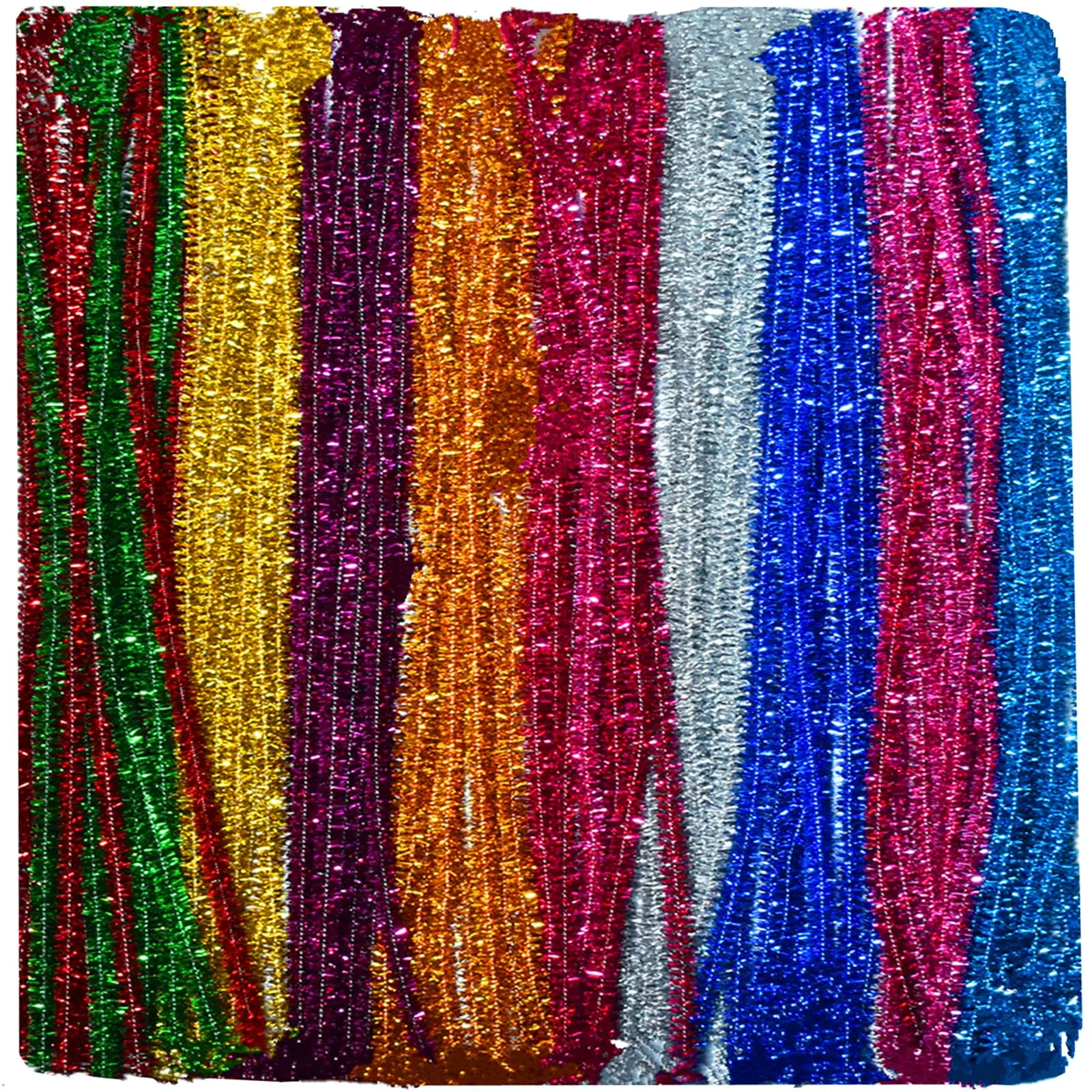 100 Pieces Multicolored Craft Pipe Cleaners Glitter Chenille Stems for DIY Creative Art Decorations ﻿