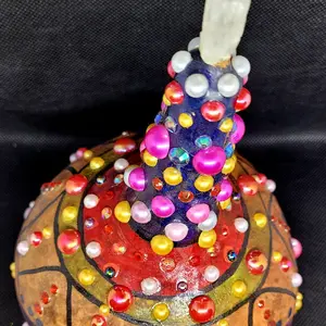Decorative Gourd Ornament with Healing Quartz Crystal Topper