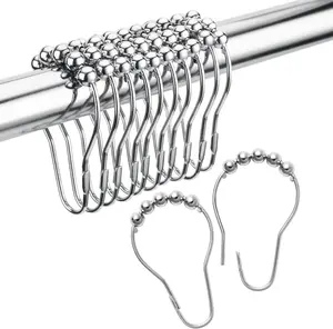 12 Pack Shower Curtain Hooks – Rust Proof Stainless Steel Bathroom Curtain Rings (Polished Nickel)
