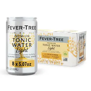 Fever-Tree Light Tonic Water – Premium Low-Calorie Mixer for Cocktails and Mocktails, 8 x 5.1 fl oz Cans – Naturally Sourced, Non-GMO