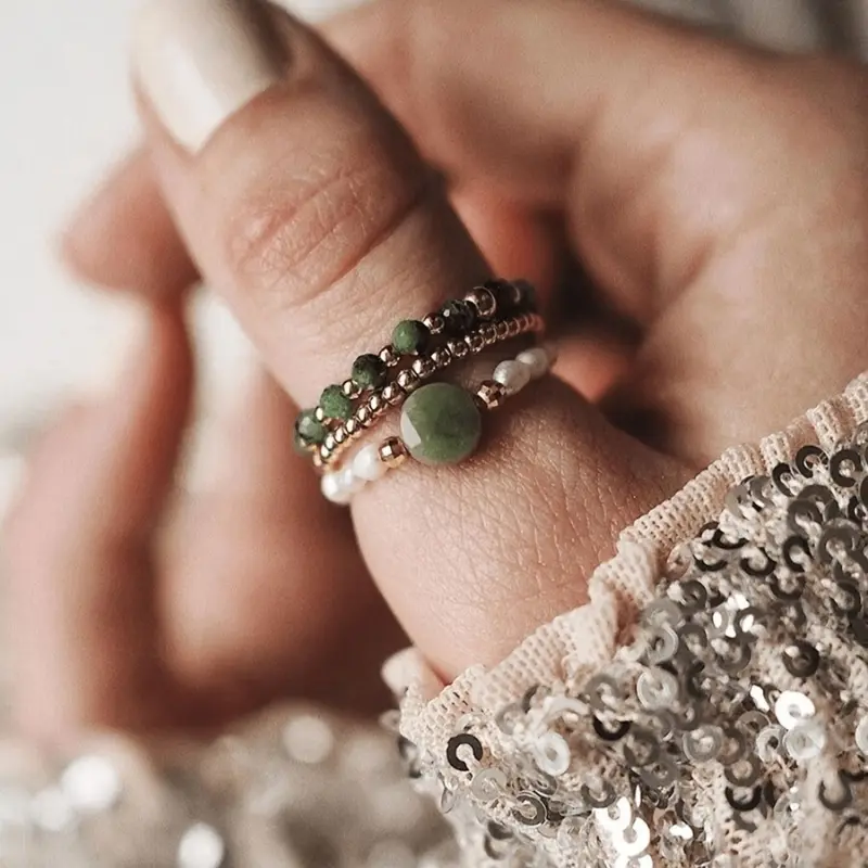 3-Piece Boho Pearl Ring Set for Women, Stackable Design with Natural Freshwater Pearls and Stones for Daily Wear or Parties, Natural Pearls, Pearl Rings
