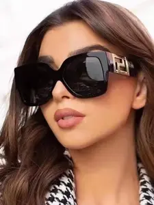 Vintage Hollow Out Leg Unisex Square Glasses, Luxury Brand Designer Large Frame Sunglasses, Outdoor Sun Protection Driving Travel Shades