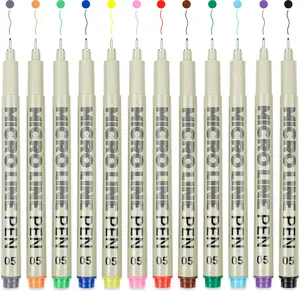 12 Colored Micro Pens 05 Fineliner pens Waterproof Archival Ink Micro Pen Set Drawing Art Pens for Illustrating Journaling Bible Zentangle Supplies