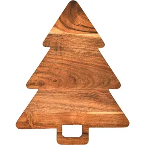 Christmas Tree Shaped Wood Cutting Board for Kitchen, Christmas Tree Wooden Serving Tray with Handle, Christmas Decoration Charcuterie Tree Boards 14"L X 11"W No Brand