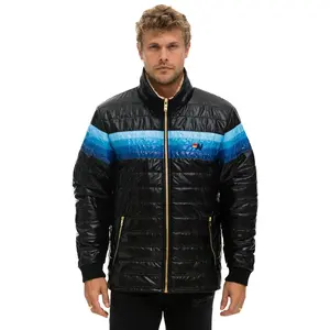 4 STRIPE JACKET -  GLOSSY BLACK // BLUE