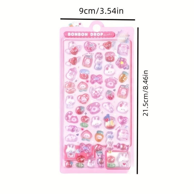 4 Sheets 3D Cartoon Animal Rabbit Candy Stickers, High-Quality Decals for Scrapbook DIY Crafts Notebook Phone Decoration