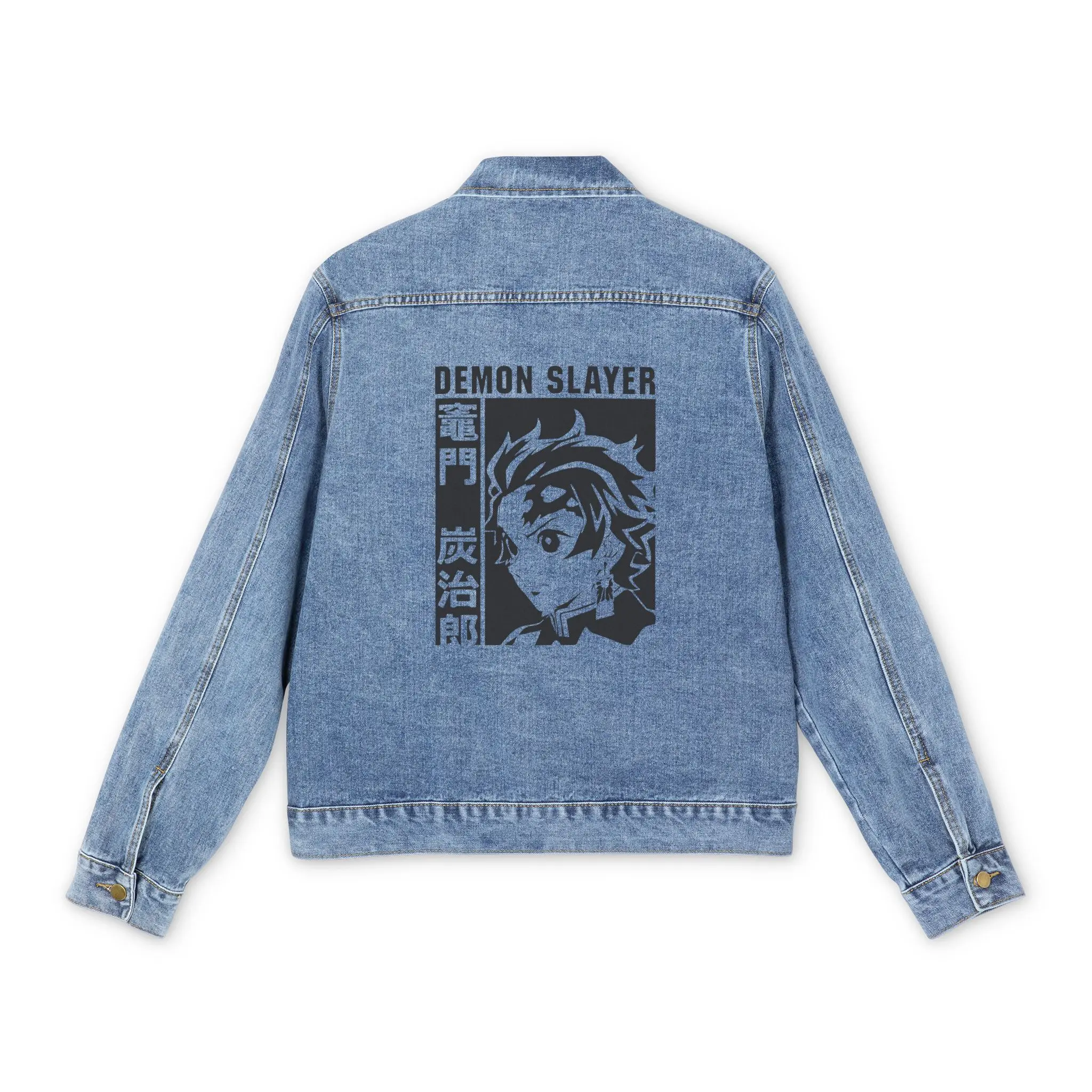 Anime Denim Jacket for Men, Japanese Cartoon Graphic, Otaku Streetwear, Manga Fashion Coat, Anime Lover Gift, DBZ, JJK, Naruto, JuJitsu Kaisen, Itadori, yuji, Satoru, Gojo, sasuke, DMS, demonslayer, Asian Style Outerwear,