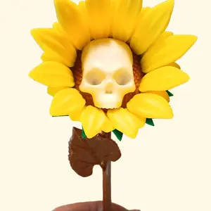 3D Printed Forbidden Sunflower Artificial Flower - Unique Home Decor with Playful Design, Plastic Material, and Gothic Ornaments